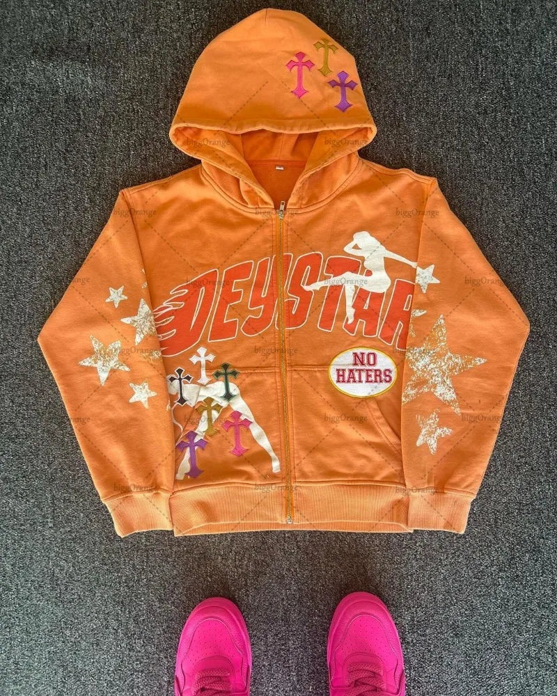 Orange Deystar Y2K Hoodie