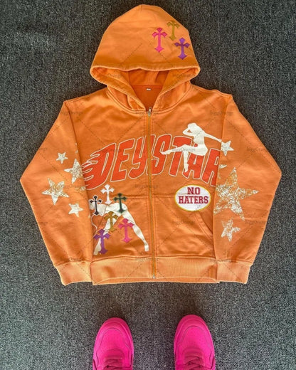 Orange Deystar Y2K Hoodie 